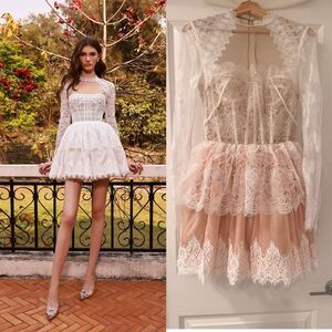 NWOT BRONX AND BANCO Daphne Ivory blush Long Sleeve Mini Dress